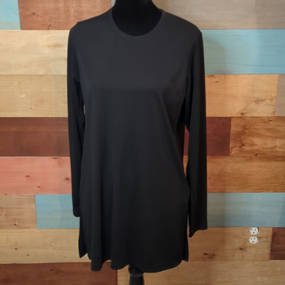 Medium black dress side split long sleeve